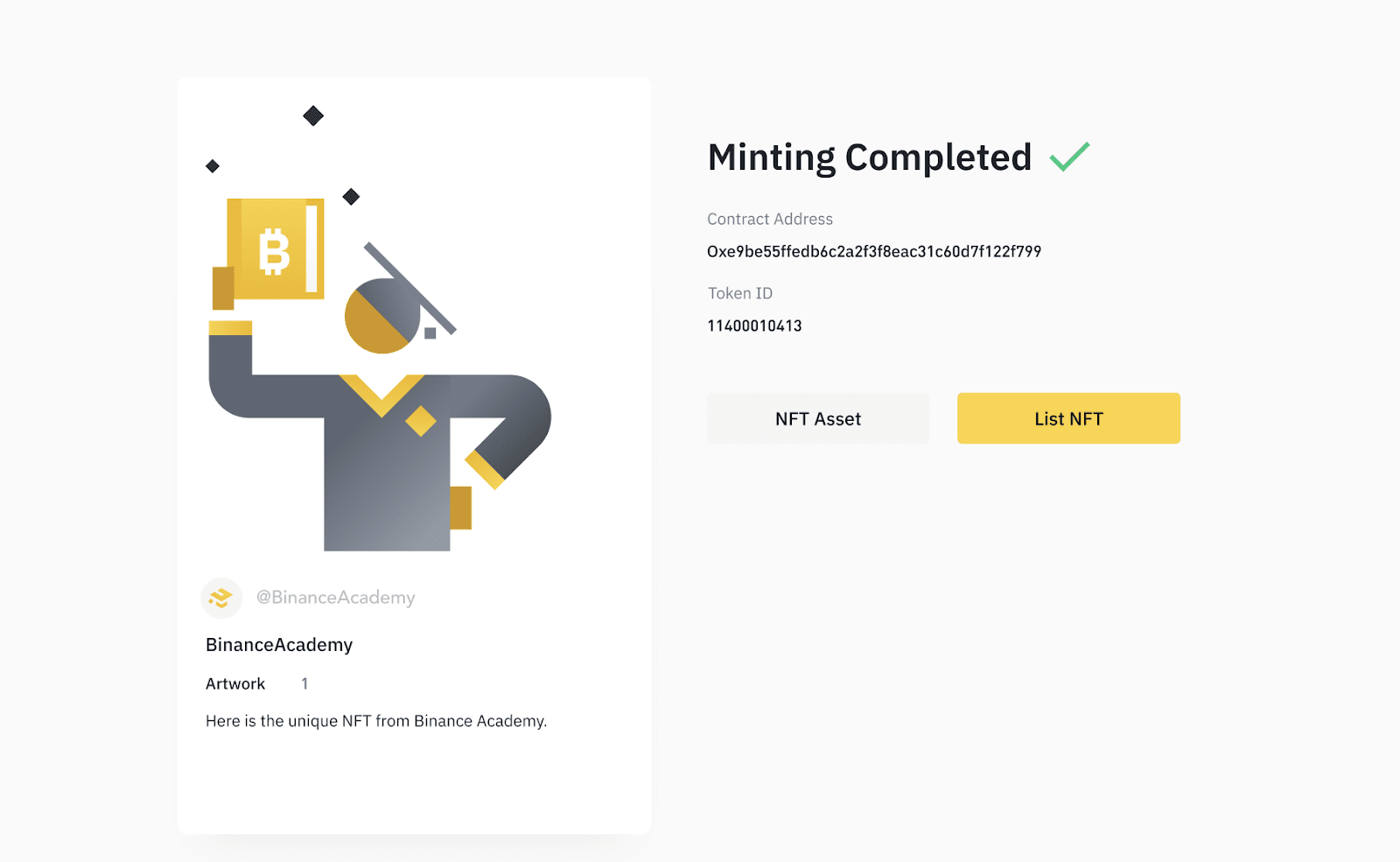 A screenshot from Binance NFT Marketplace.