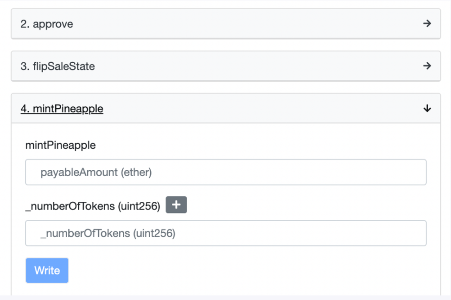 A screenshot of mint details on Etherscan.