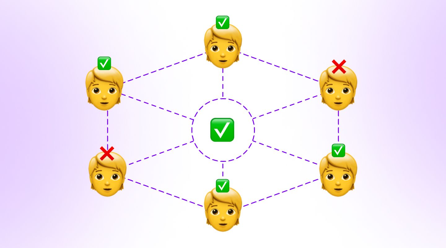 An illustrative representation of a consensus mechanism.