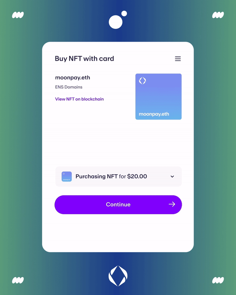 MoonPay ENS purchase flow