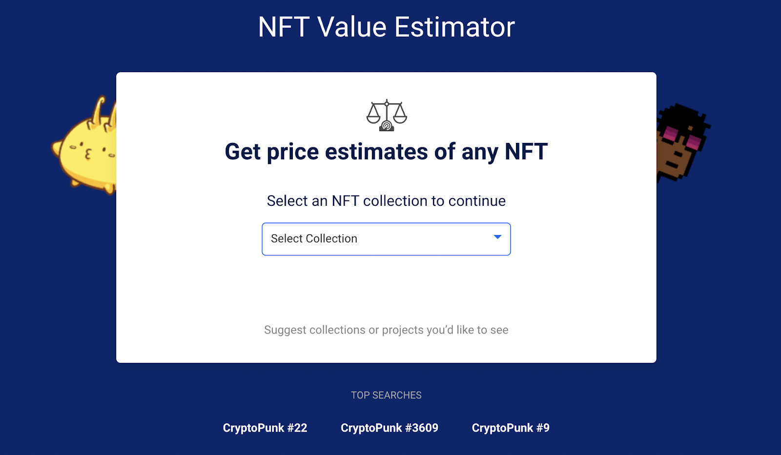 Image of how to get your NFT price estimate.