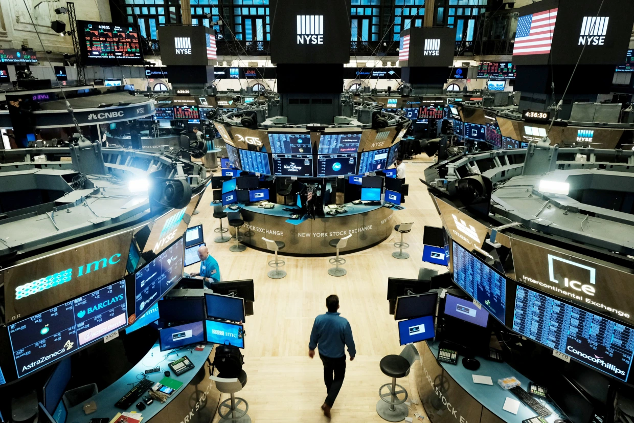 A picture of the New York Stock Exchange.