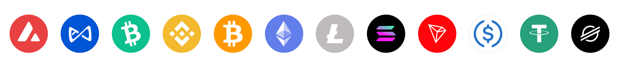An image of several cryptocurrency logos, such as Bitcoin, Bitcoin Cash, and Ethereum.