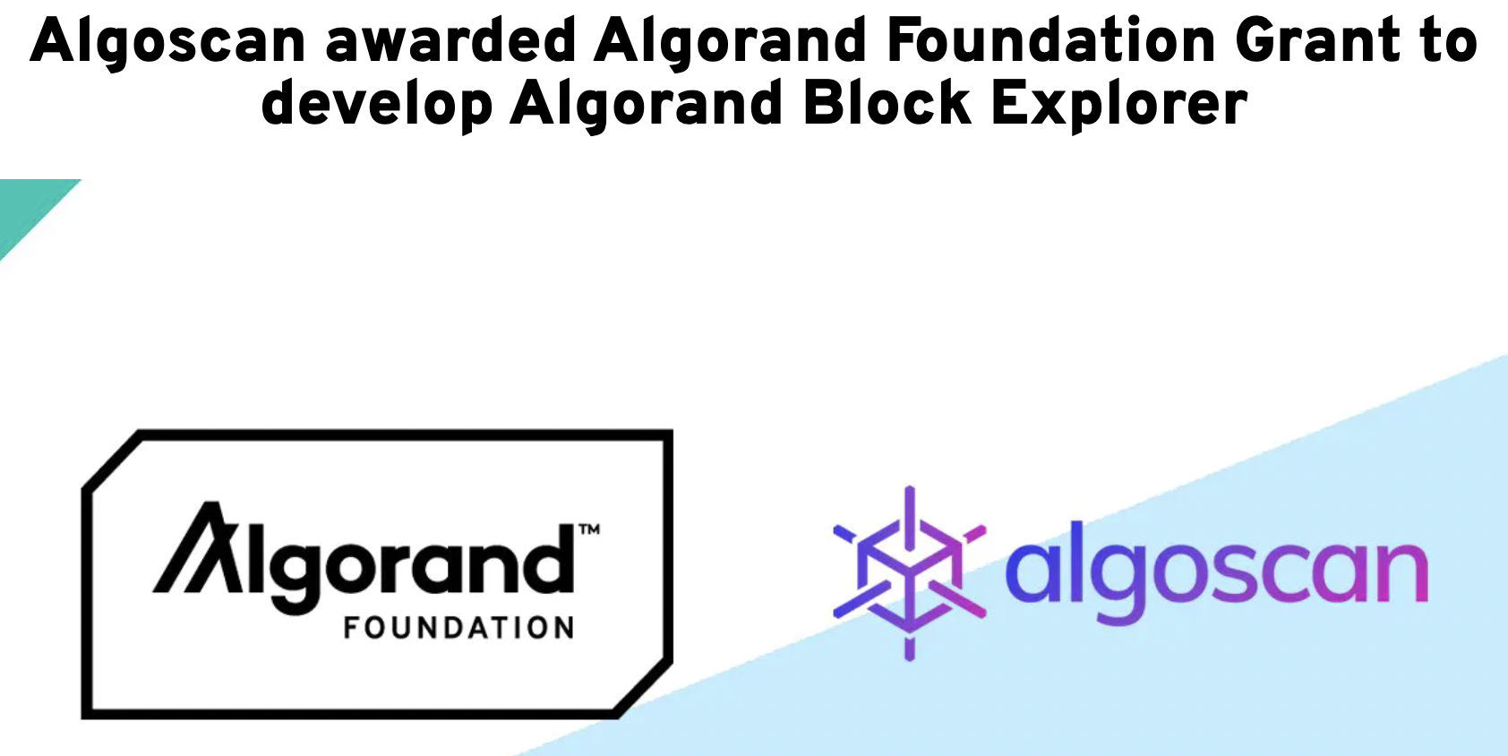 Sample grant given by the Algorand Foundation to Algoscan
