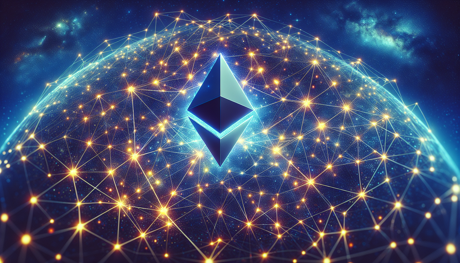 An image of the Ethereum logo connecting the world