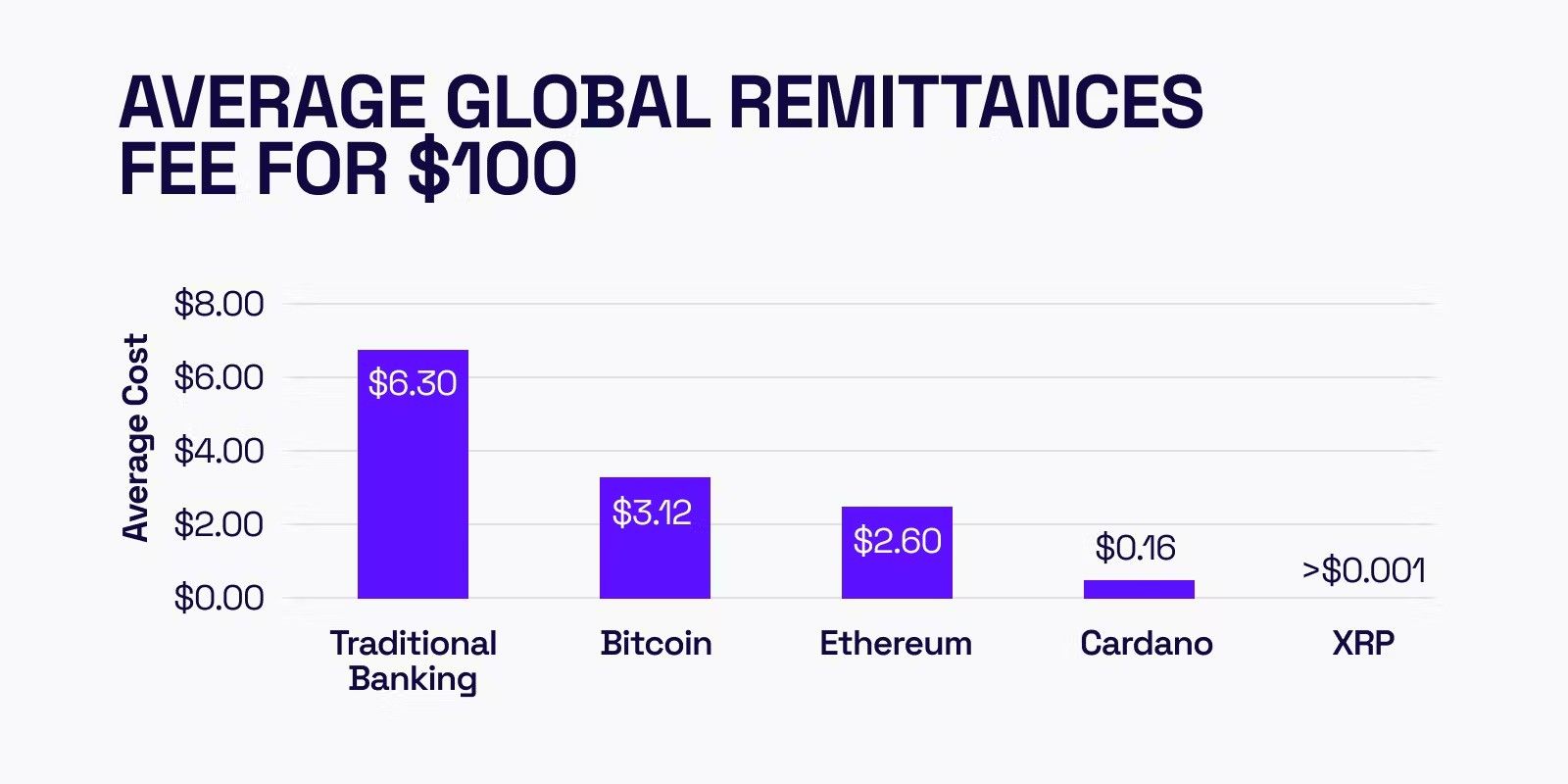 A visual representation of different global remittance fees.