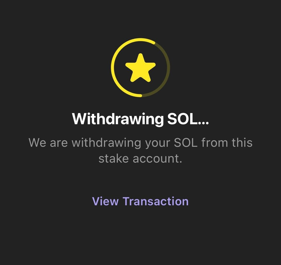 A screenshot in Phantom wallet showing SOL being withdrawn